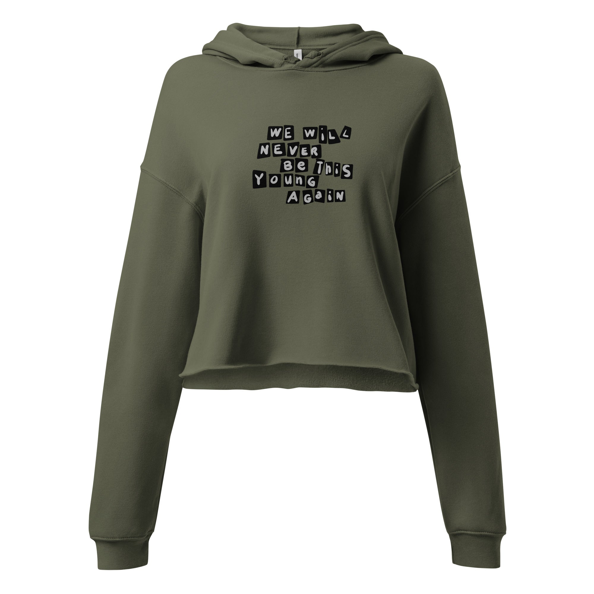Never.be.this.young // Unisex Cropped-Hoodie // Print (Front)